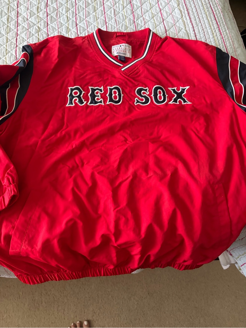 MLB Red Boston Red Sox Pullover Jacket with Black Accents
